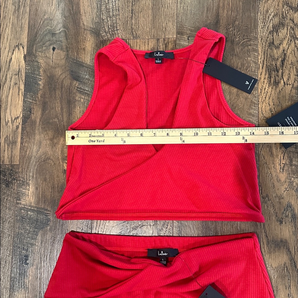 NWT! Lulus Make My Move Red Ribbed Twist-front Two-piece Midi Dress - Picture 10 of 16